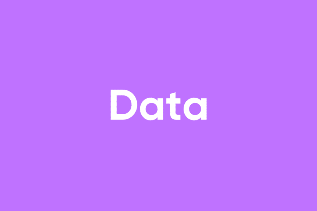 Icon mit dem Begriff "Data" vor lilafarbenem Hintergrund.